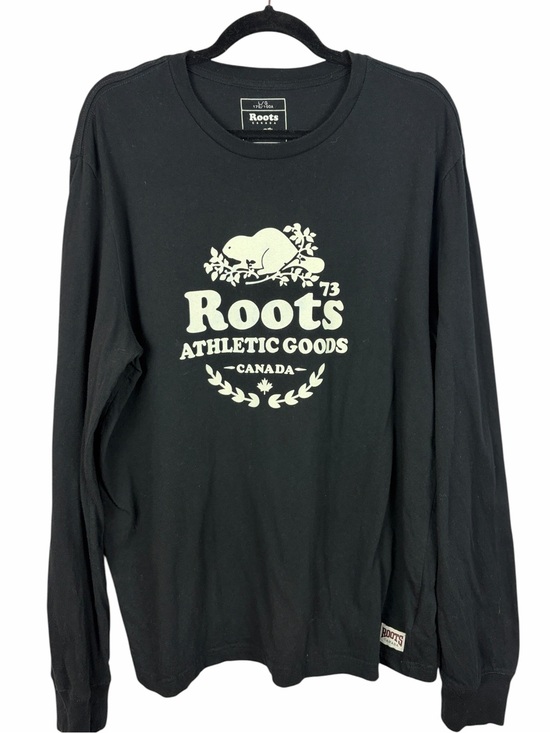 Roots Other - Roots Canada Athletic Goods Logo Long Sleeve Tee Black 100% Cotton Size Large